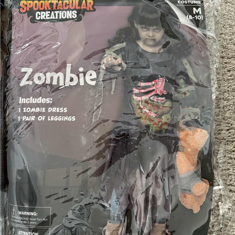 Girls Zombie Costume medium 8-10